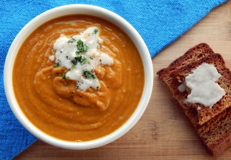 Pumpkin Soup with toasted Grain-Free Bread