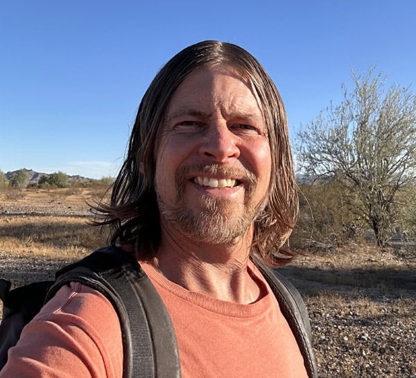 Hiking in the beautiful Sonoran Desert while camping near Quartzsite, Arizona